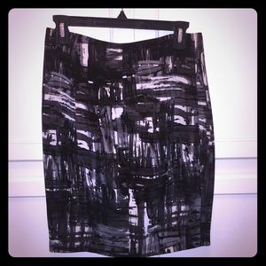Vince Graphic Painted Pencil Skirt